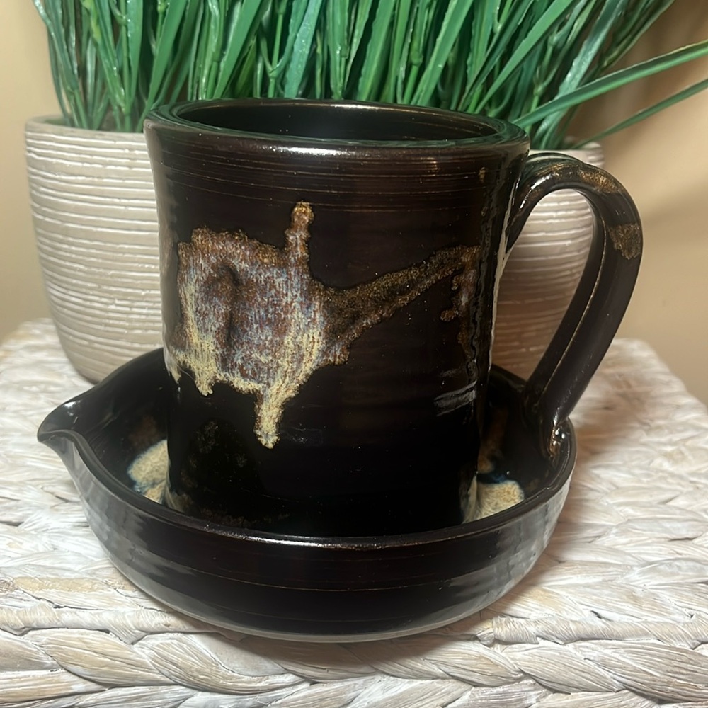 Hand Thrown Pottery Bacon Maker Cooker Handmade Artist Signed STEGALL USA